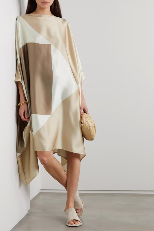 Light Brown Womens Boat Neck Kaftan With Waist Belt Can Be Used For Any Occasion