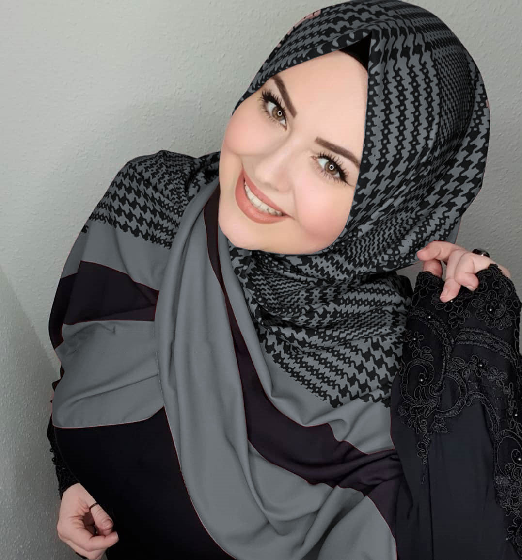 Stylish geometric pattern hijab in diverse colors, perfect for modern modest fashion in Matt Grey Color