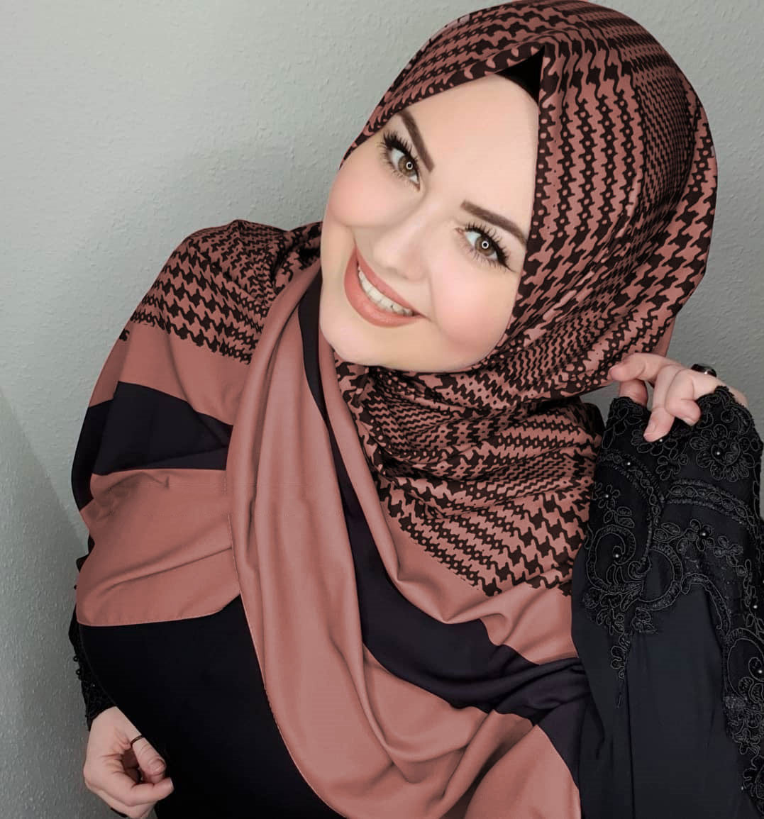 Stylish geometric pattern hijab in diverse colors, perfect for modern modest fashion in Peach Color