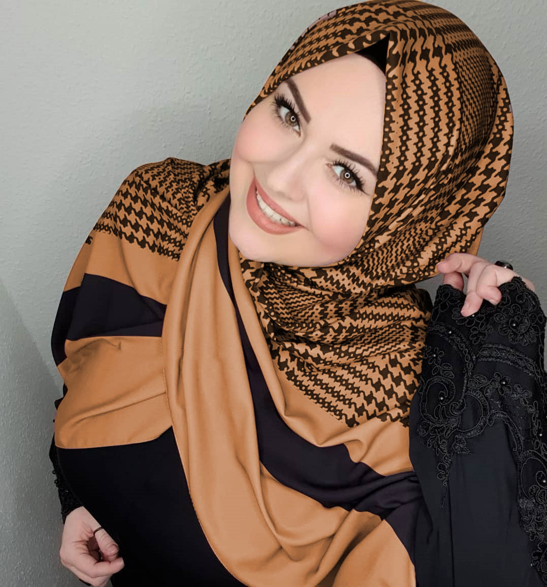 Stylish geometric pattern hijab in diverse colors, perfect for modern modest fashion in Skin Color
