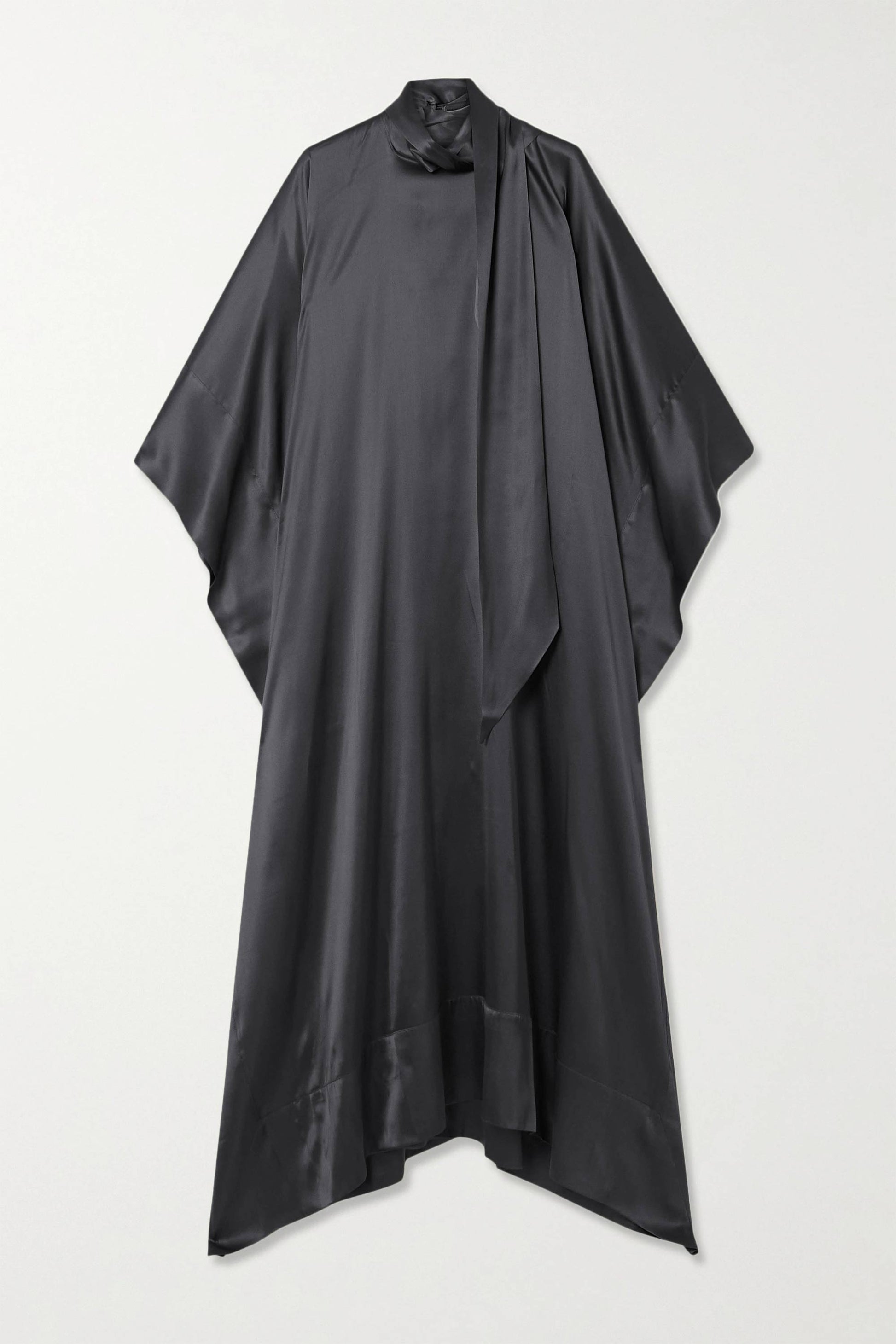 DarkGrey luxury kaftan with asymmetrical hem for formal events