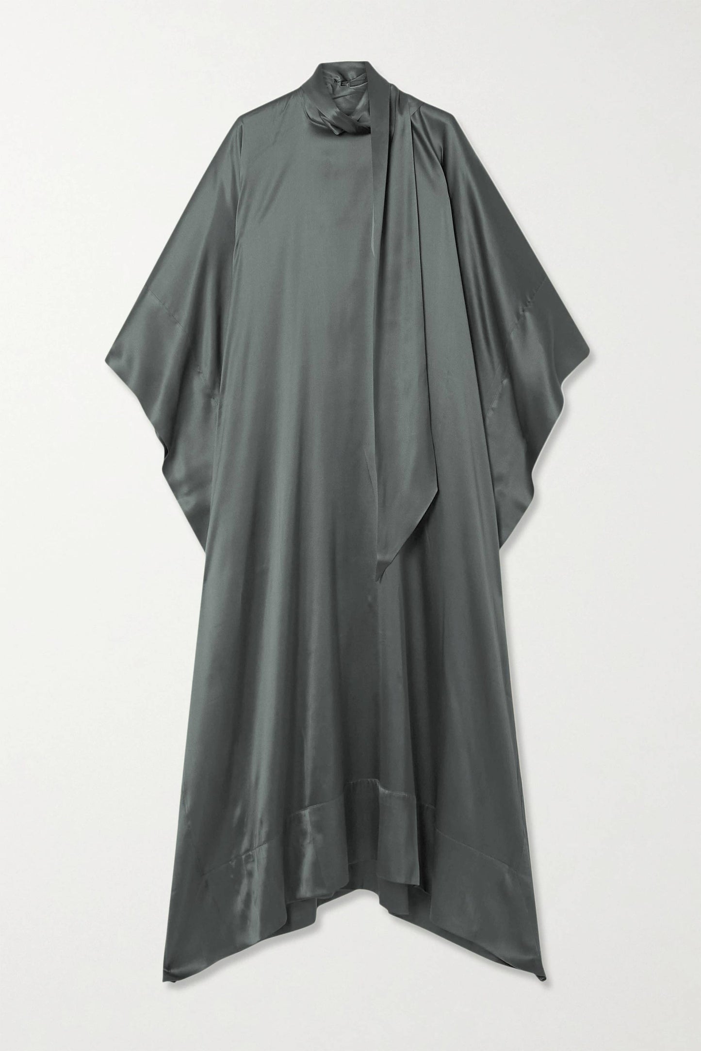 Grey luxury kaftan with asymmetrical hem for formal events