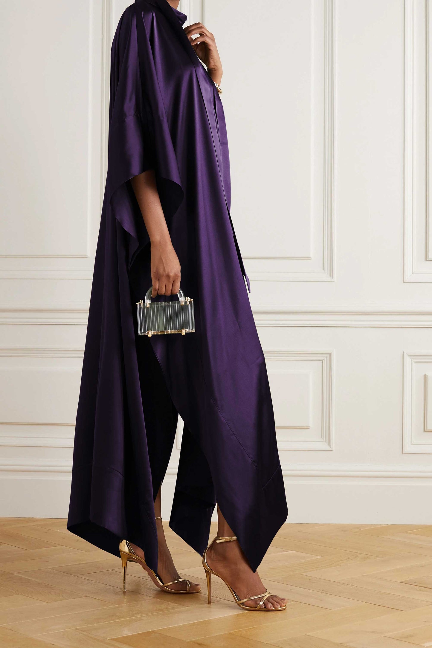 Purple Violet luxury kaftan with asymmetrical hem for formal events
