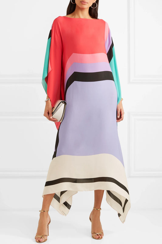 Abstract Print Womens Soft Silk Kaftan