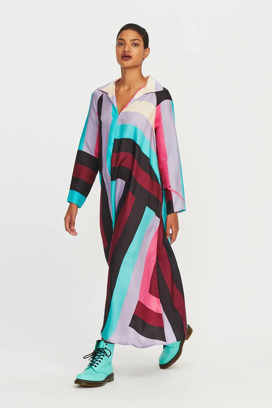 Vibrant Colors Womens V Neck Collar Design Womens Kaftan