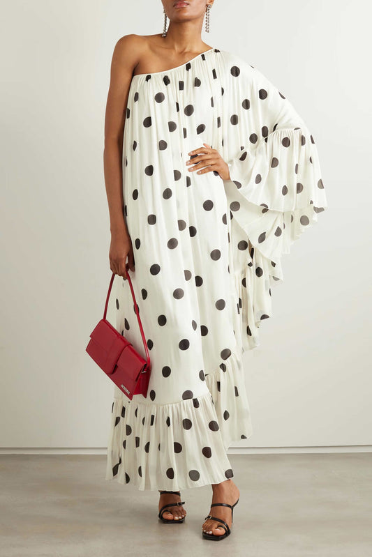 Polka Dot Off Shoulder Womens Gown