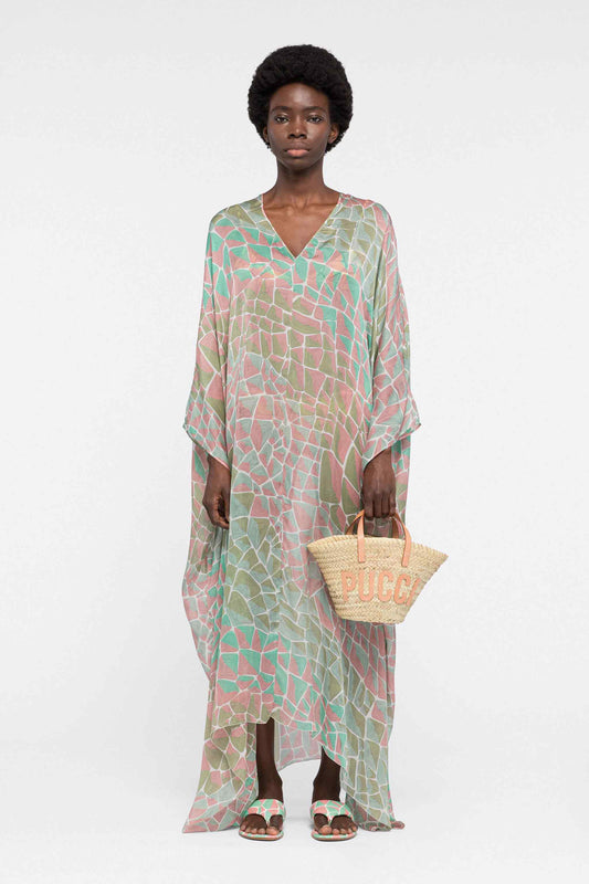 Animal Print Womens V Neck Kaftan
