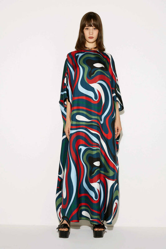 Long Length Womens Kaftan With Abstract Print