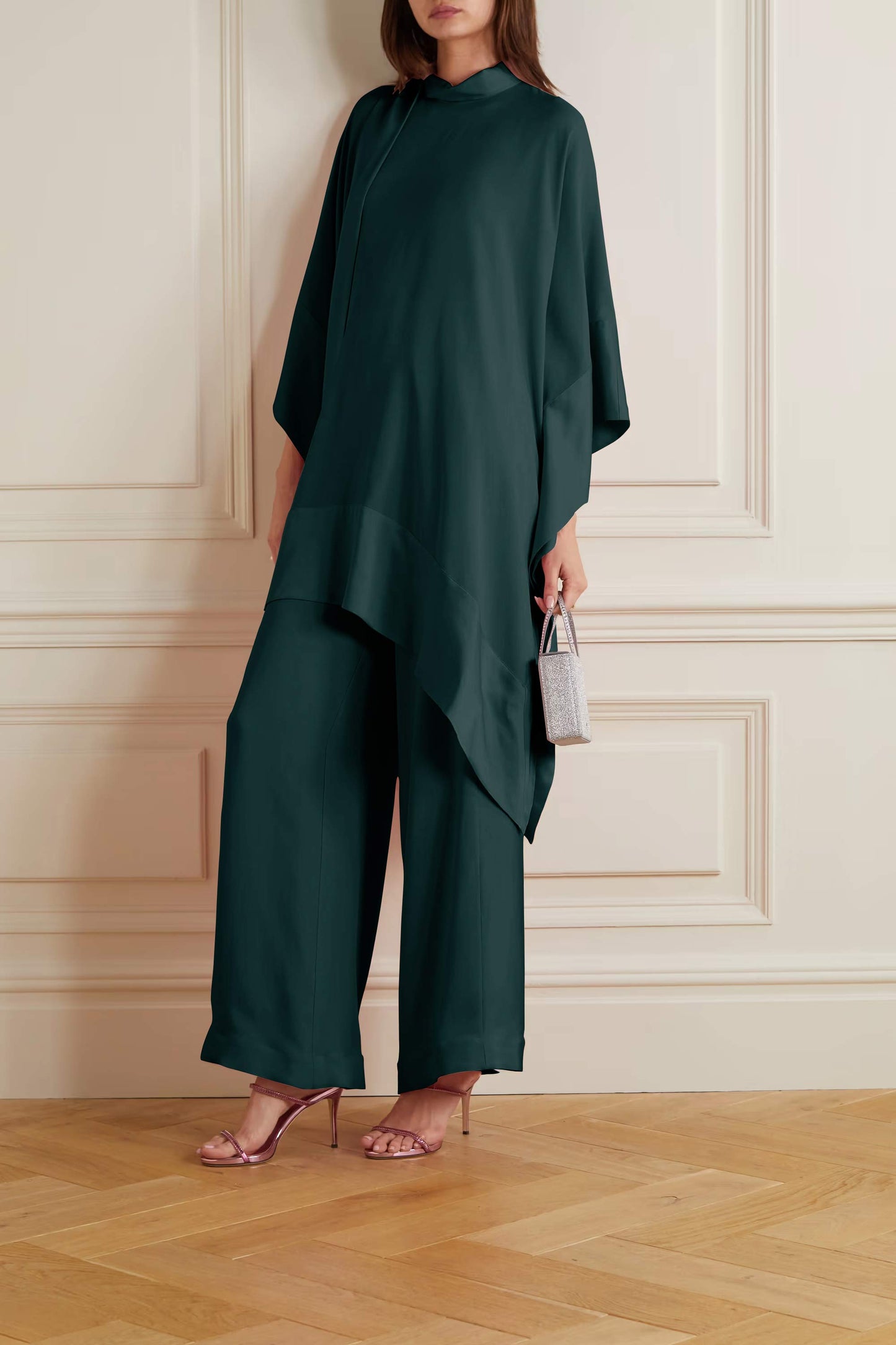 Rama Color Womens Premium Silk  Co ord Set With Culottes Pant