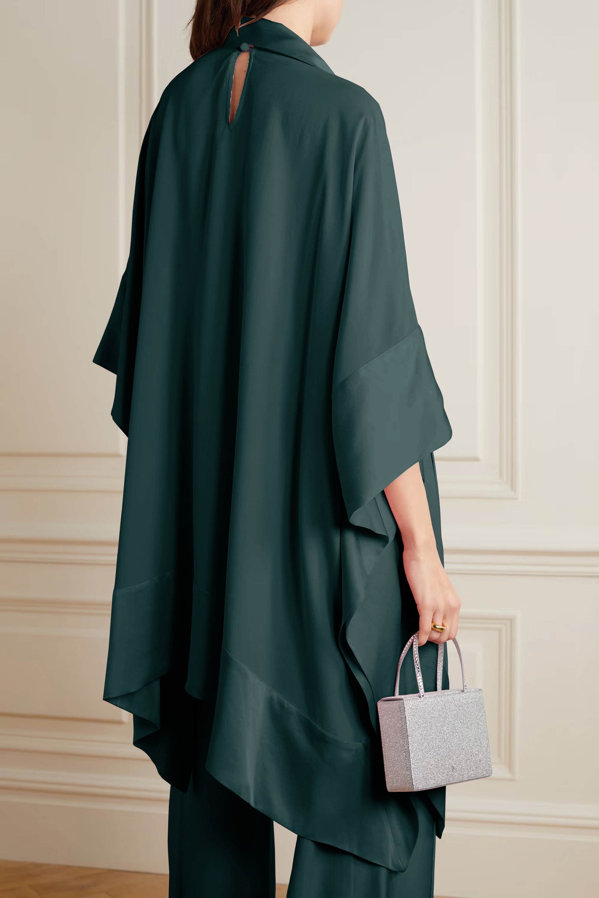 Rama Color Womens Premium Silk  Co ord Set With Culottes Pant