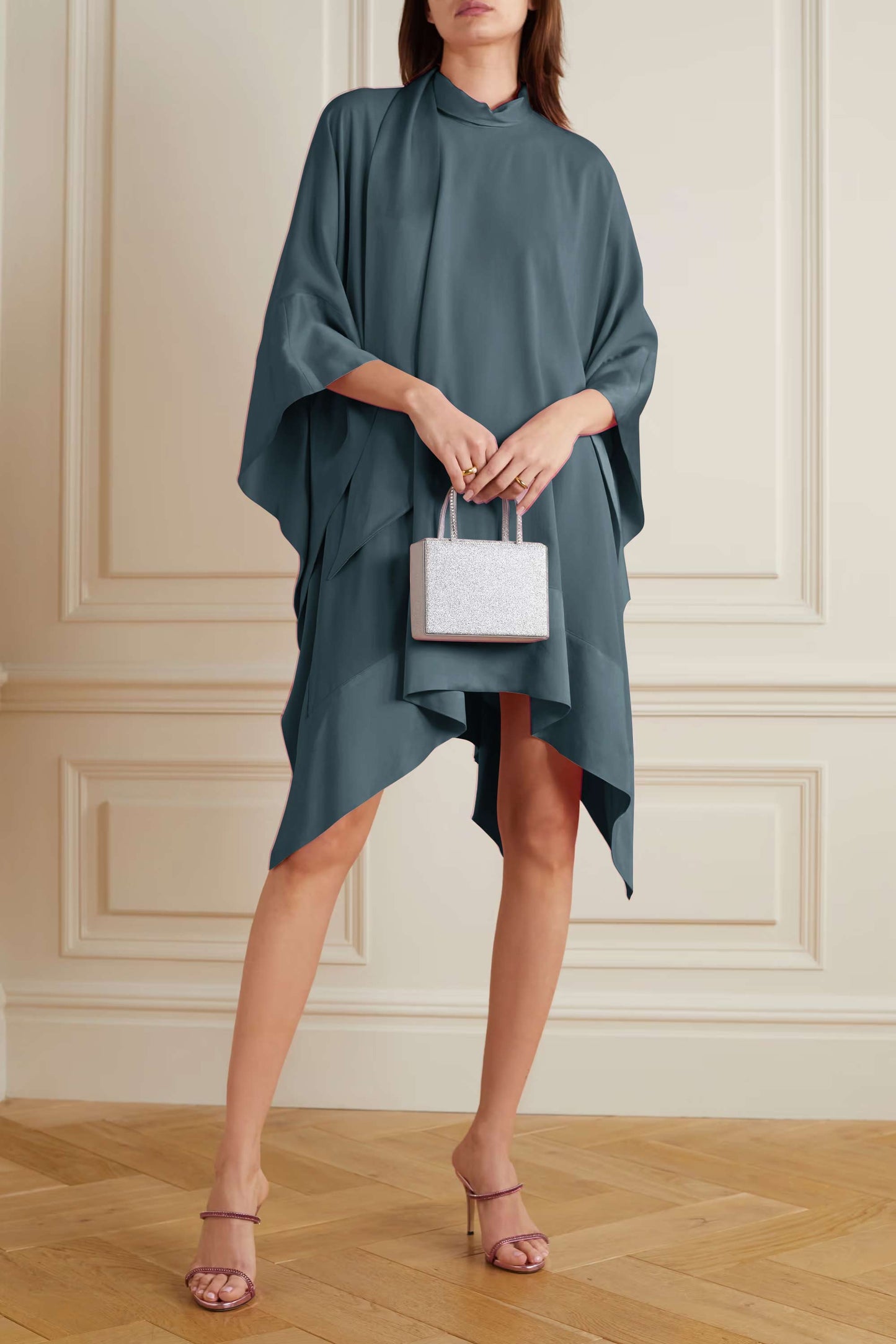 Sapphire Color Womens Premium Silk  Co ord Set With Culottes Pant