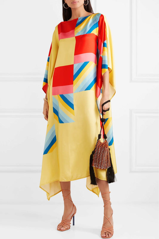 Womens Premium Silk With Beautiful Abstract Print Kaftan