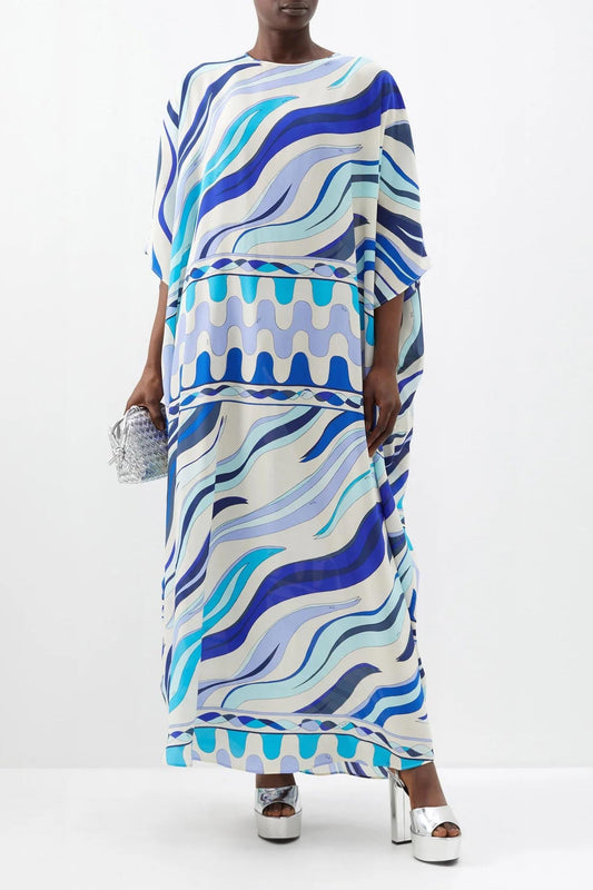 Digital Print Womens Kaftan Silk Crepe Fabric
