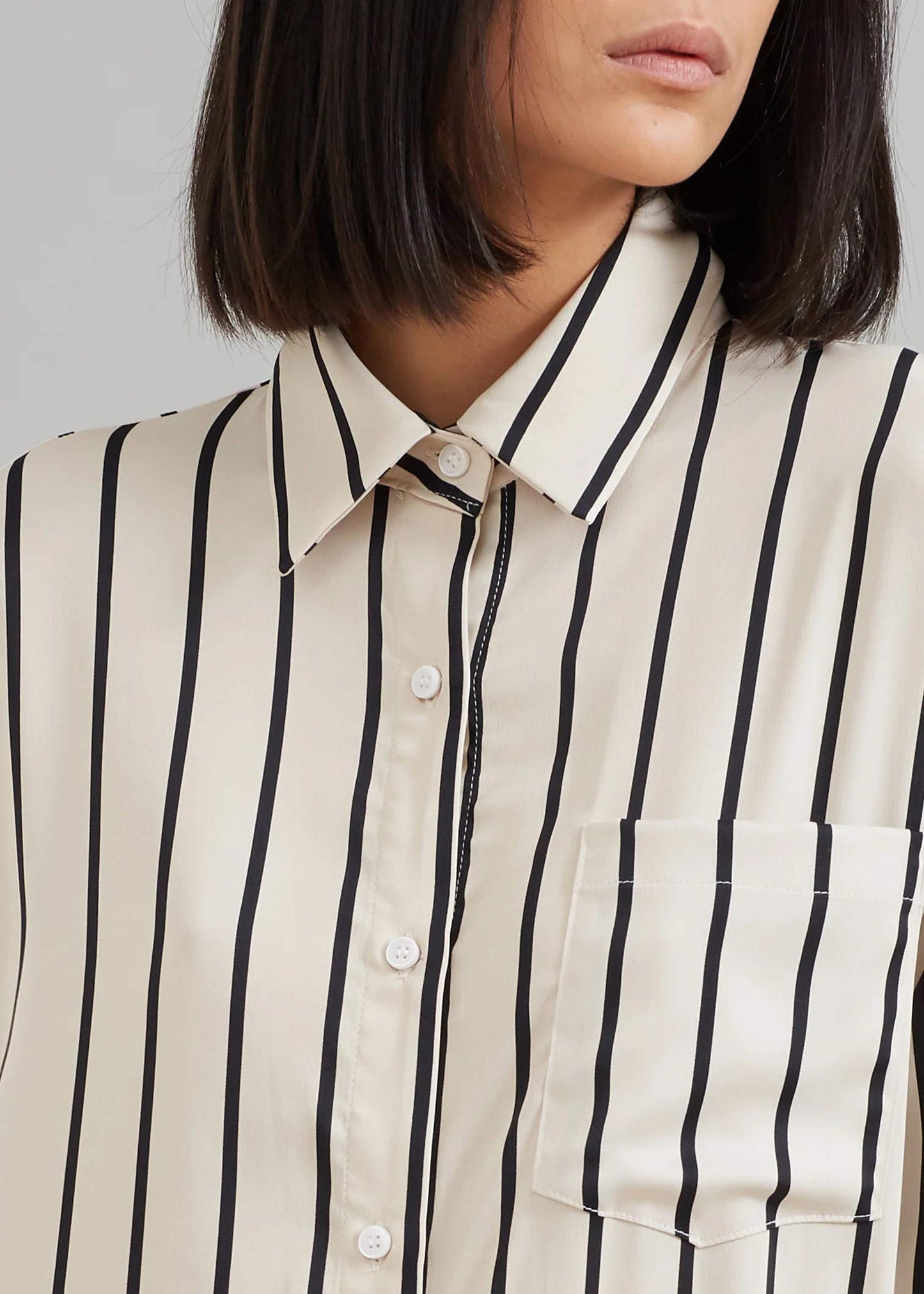 Full Length Strips Pattern white Color Womens Shirt Dress