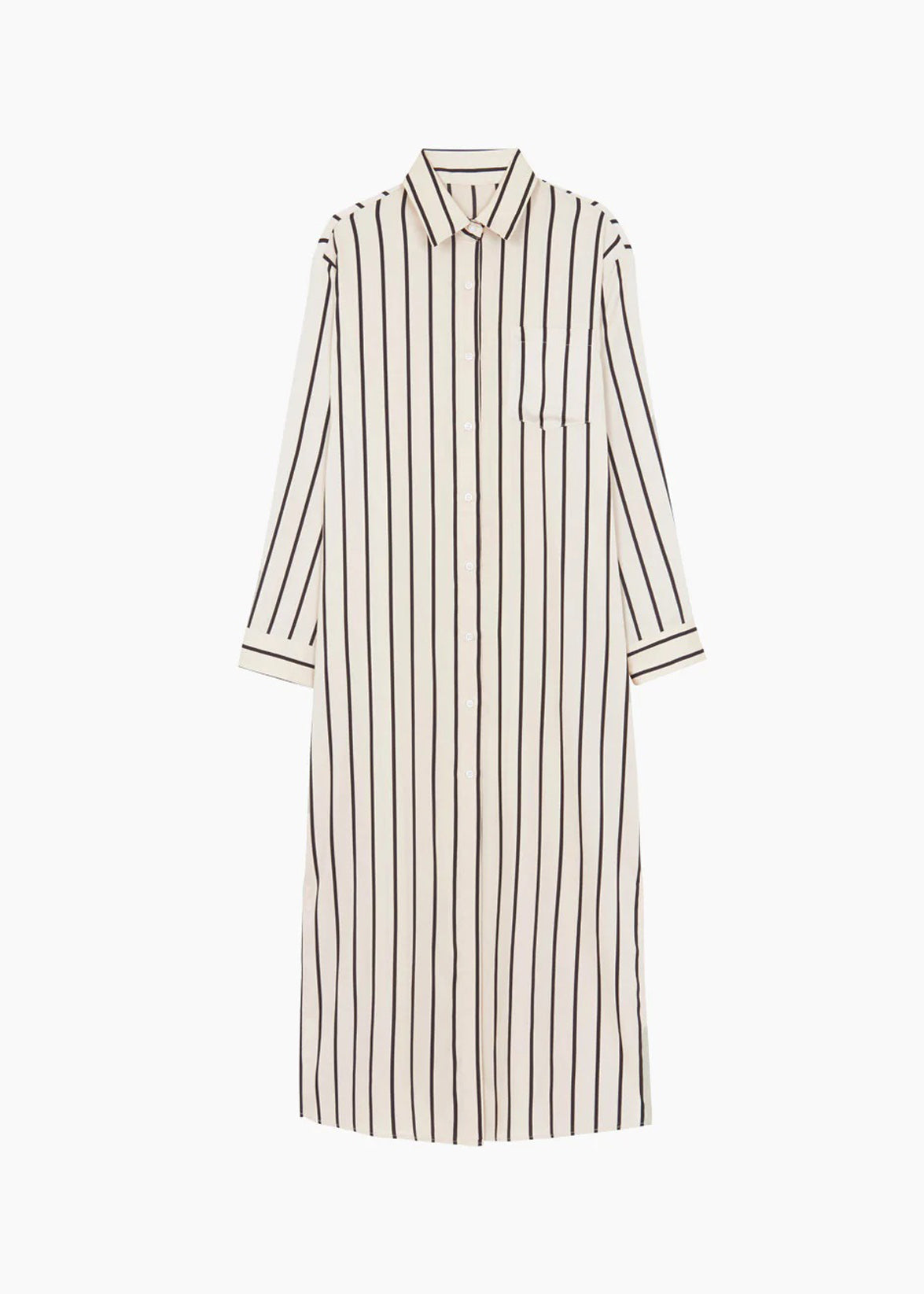 Full Length Strips Pattern white Color Womens Shirt Dress