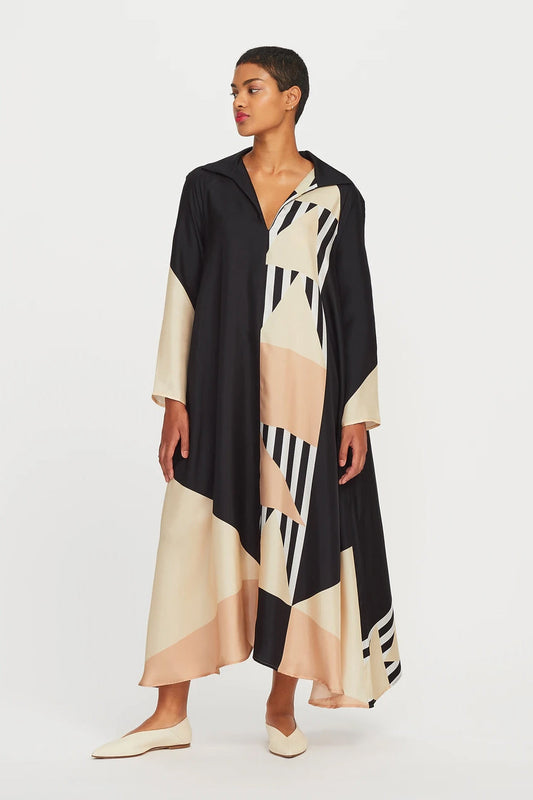 Womens V Neck Collar Kaftan In Beautiful Geometric Design