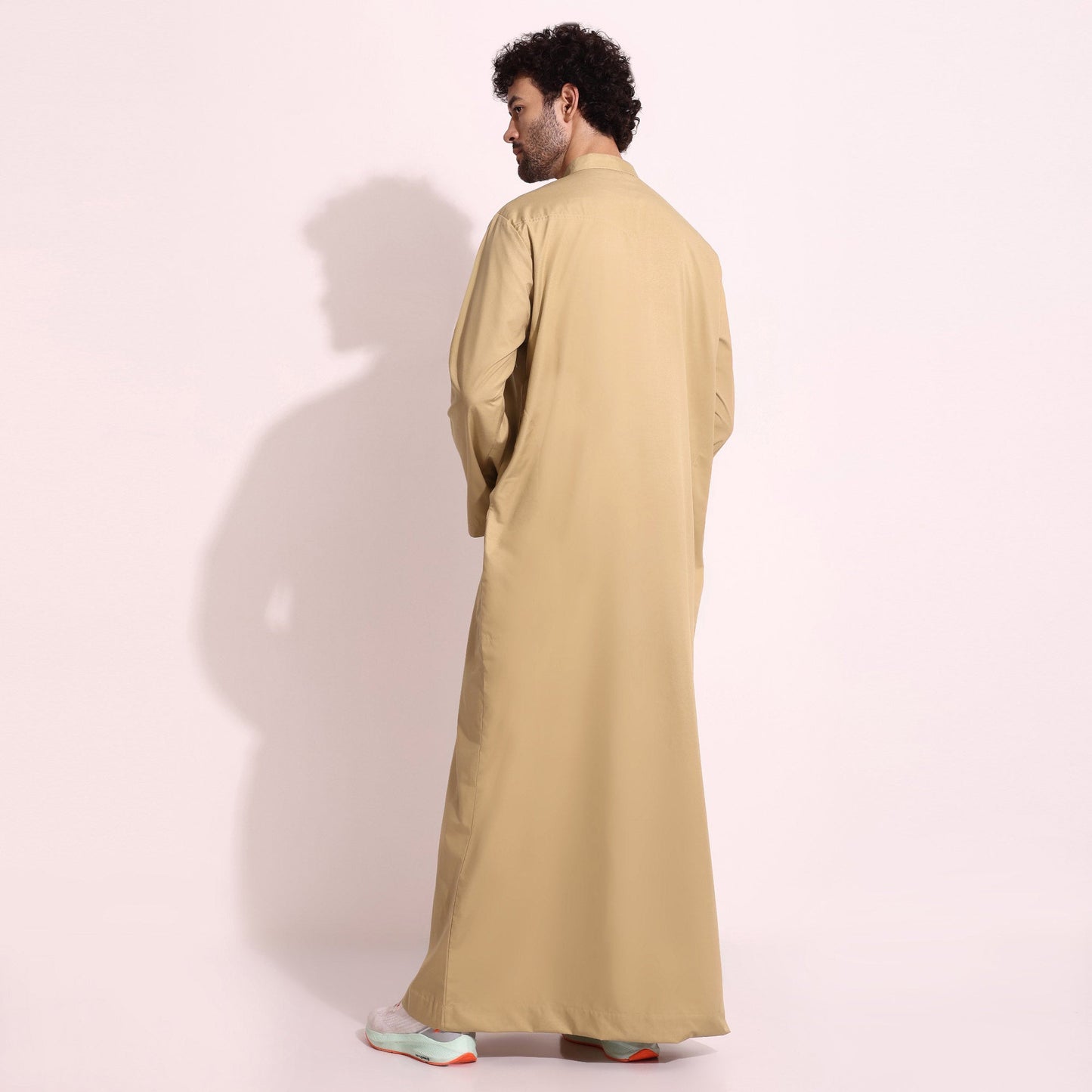 Mens Cotton Fabric Formal Thobe Beige Color