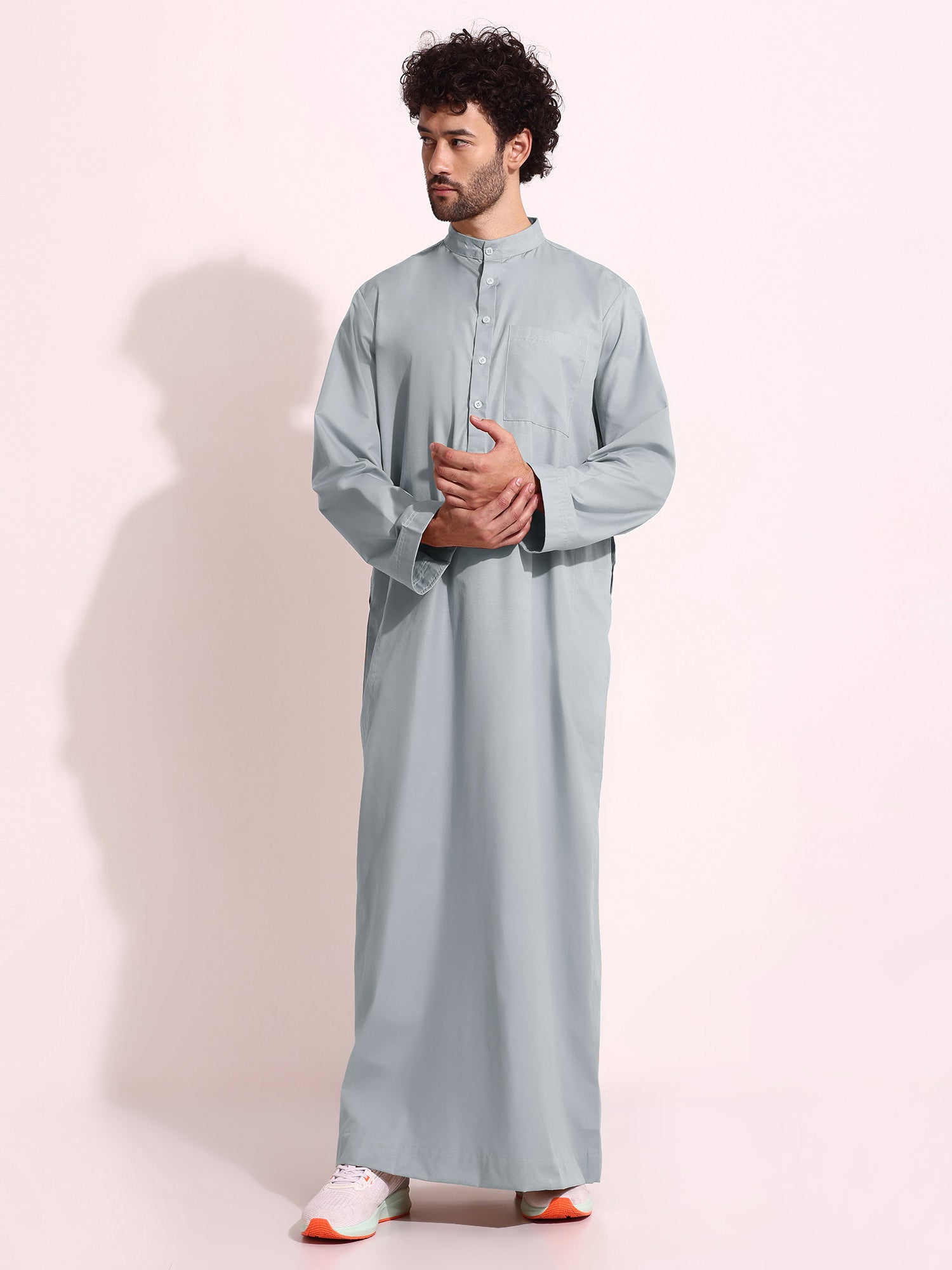 Mens Cotton Fabric Formal Thobe Beige Color