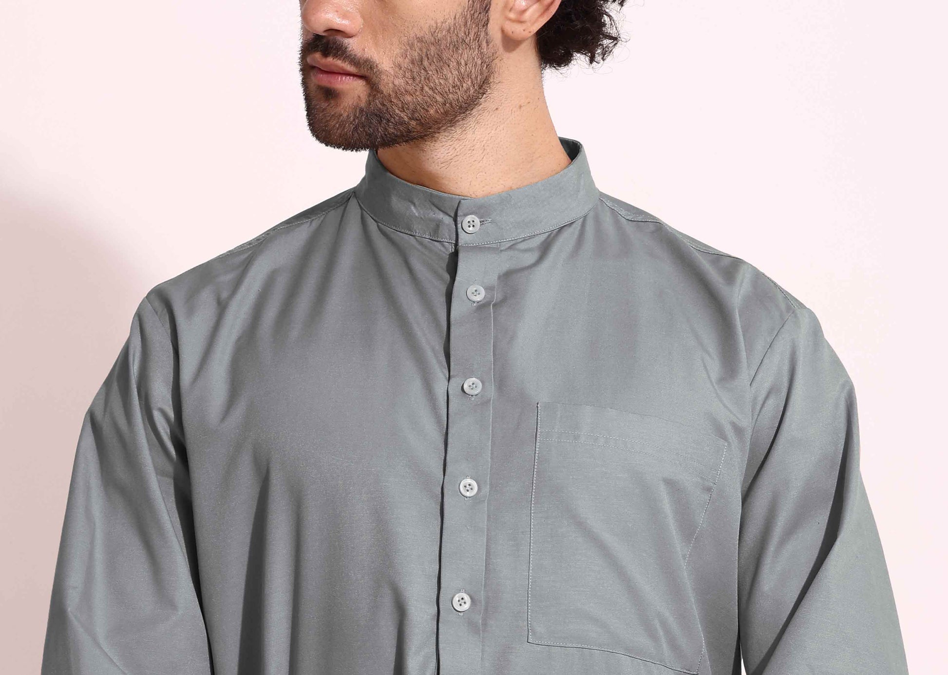 Mens Cotton Fabric Formal Thobe Beige Color