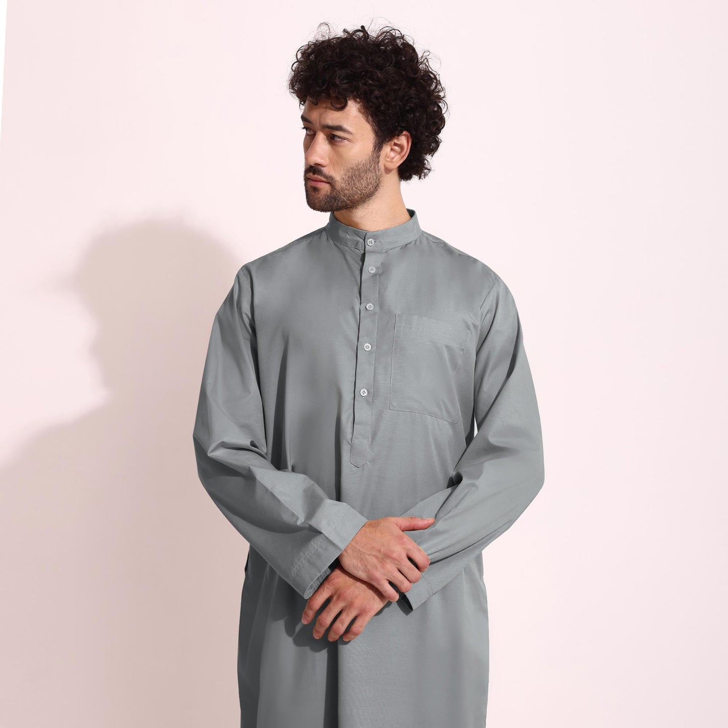Mens Cotton Fabric Formal Thobe Beige Color