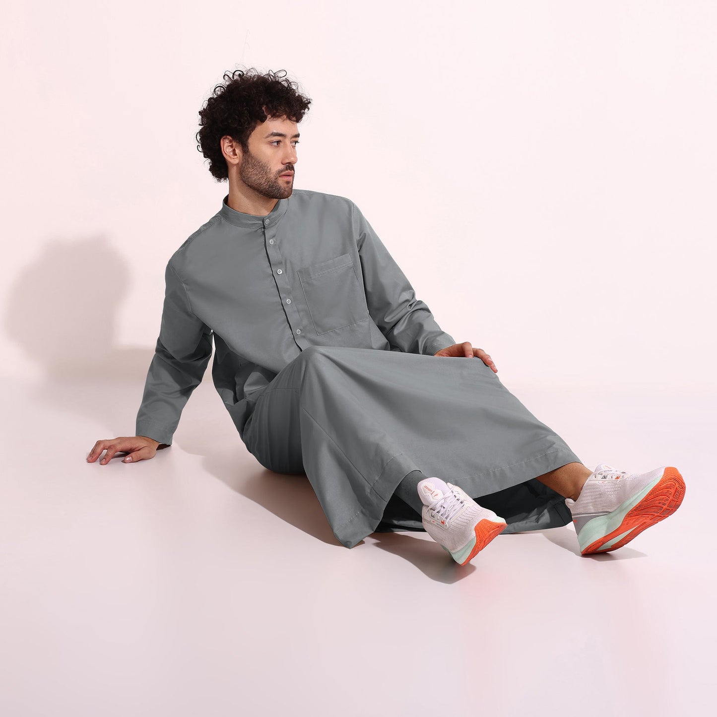 Mens Cotton Fabric Formal Thobe Beige Color