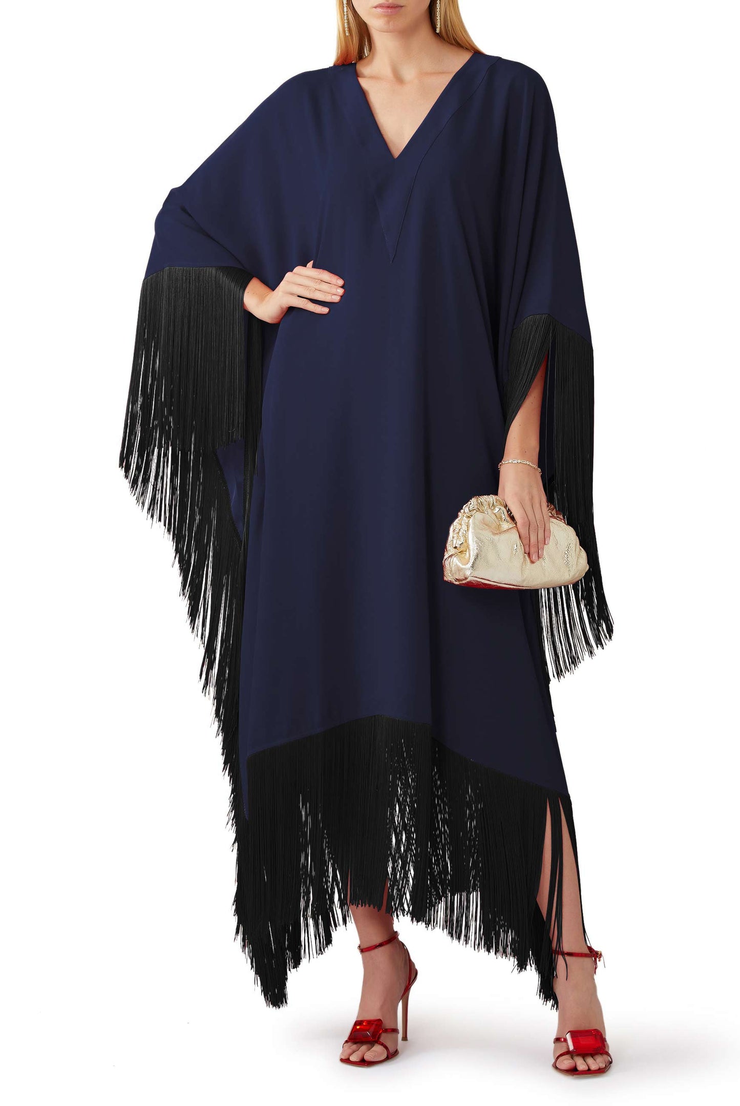 Fringe Kaftan Dress - J5821_Black