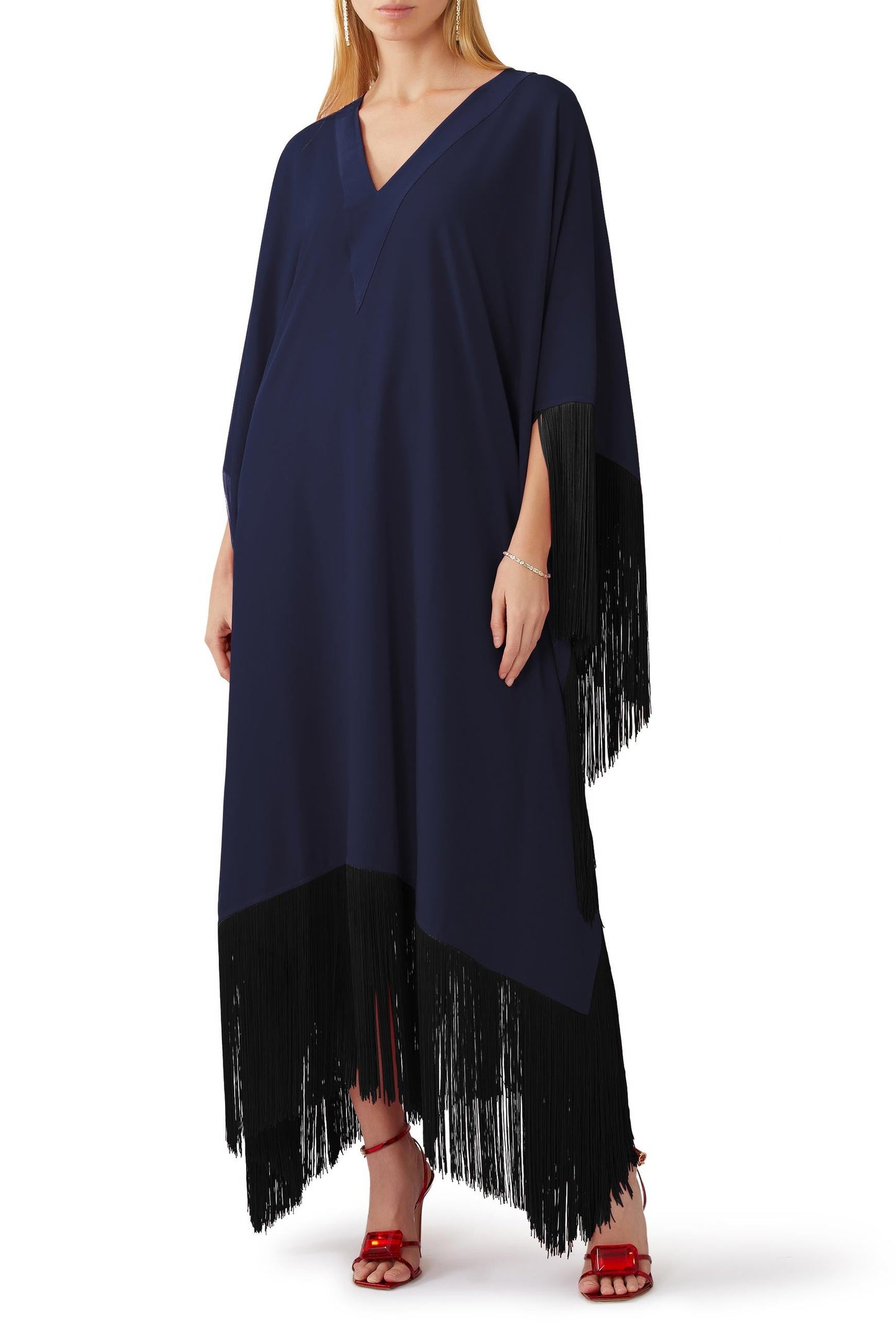 Fringe Kaftan Dress - J5821_Black
