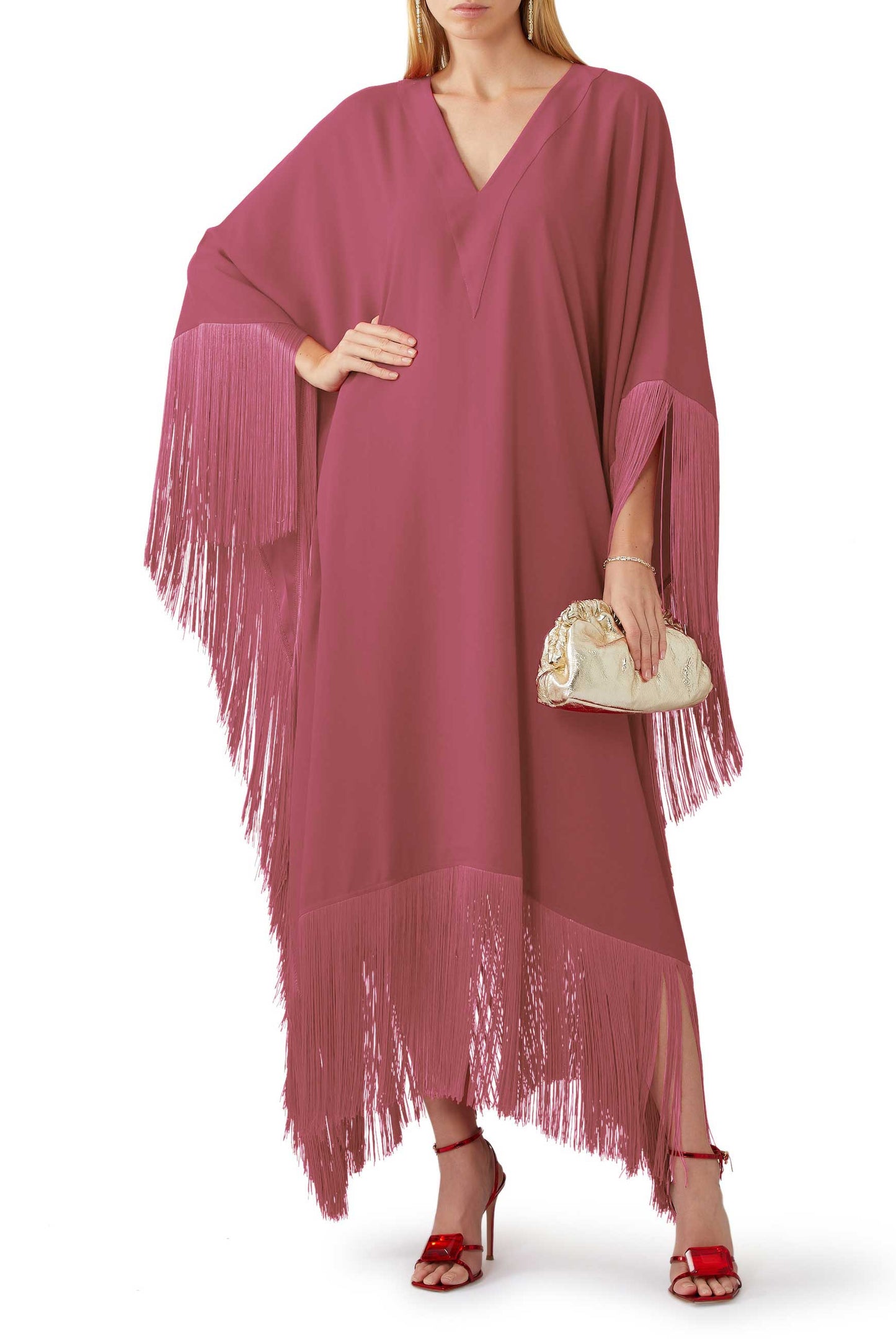 Fringe Kaftan Dress - J5821_Black