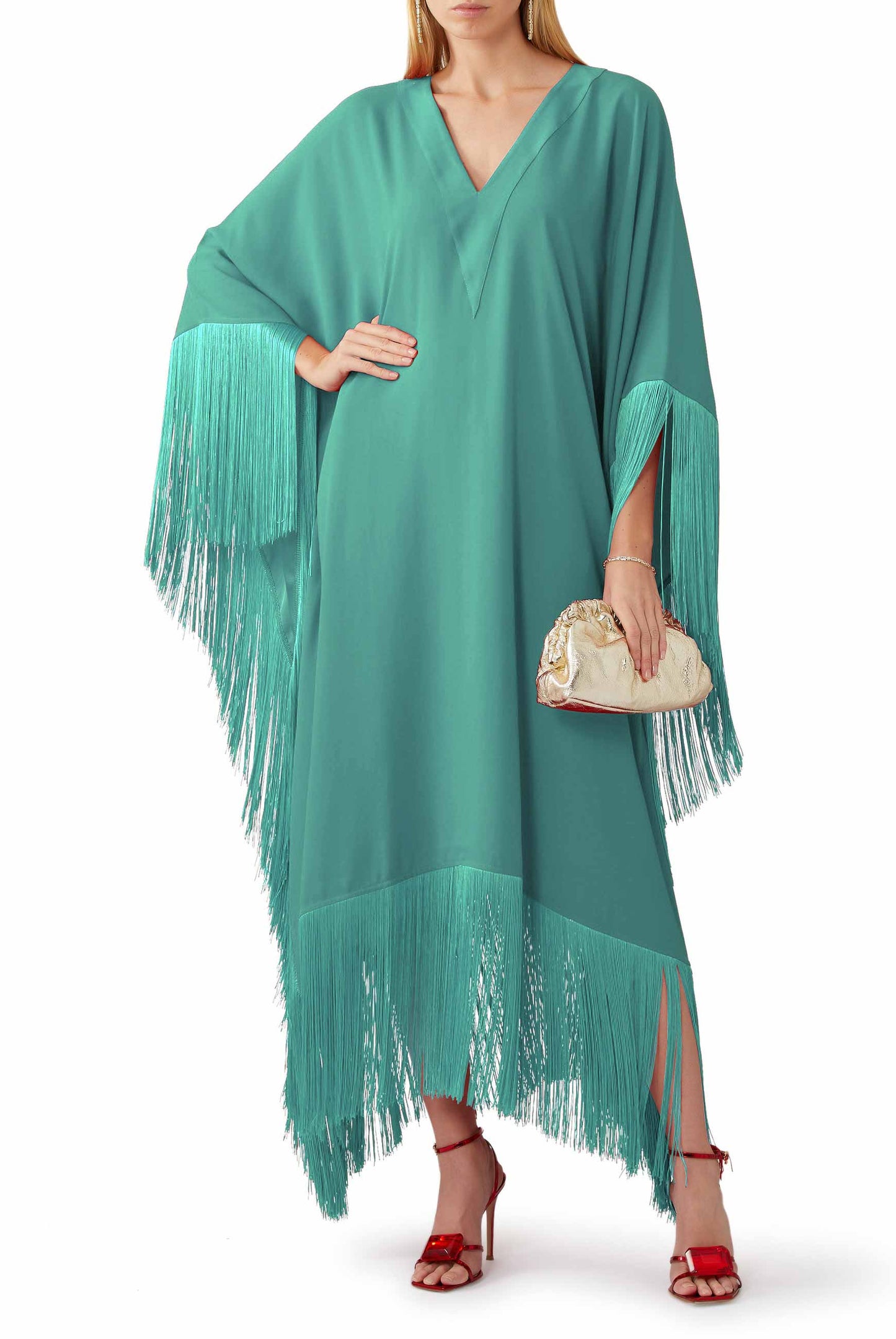 Fringe Kaftan Dress - J5821_Black