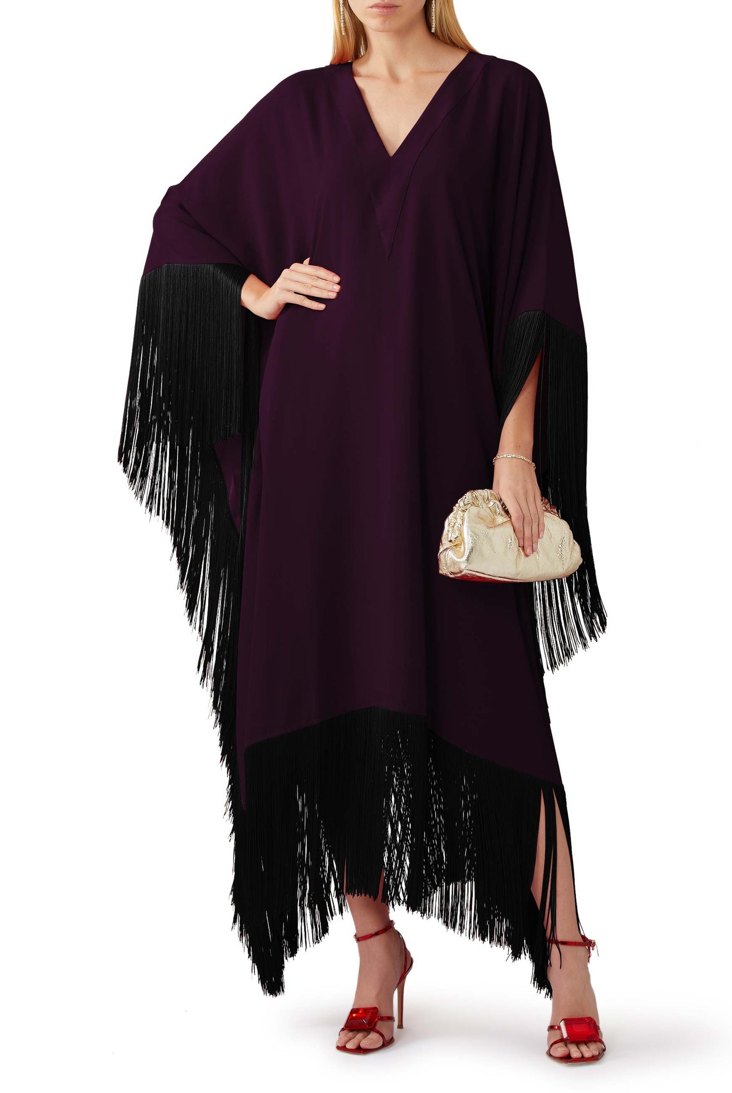 Fringe Kaftan Dress - J5821_Black
