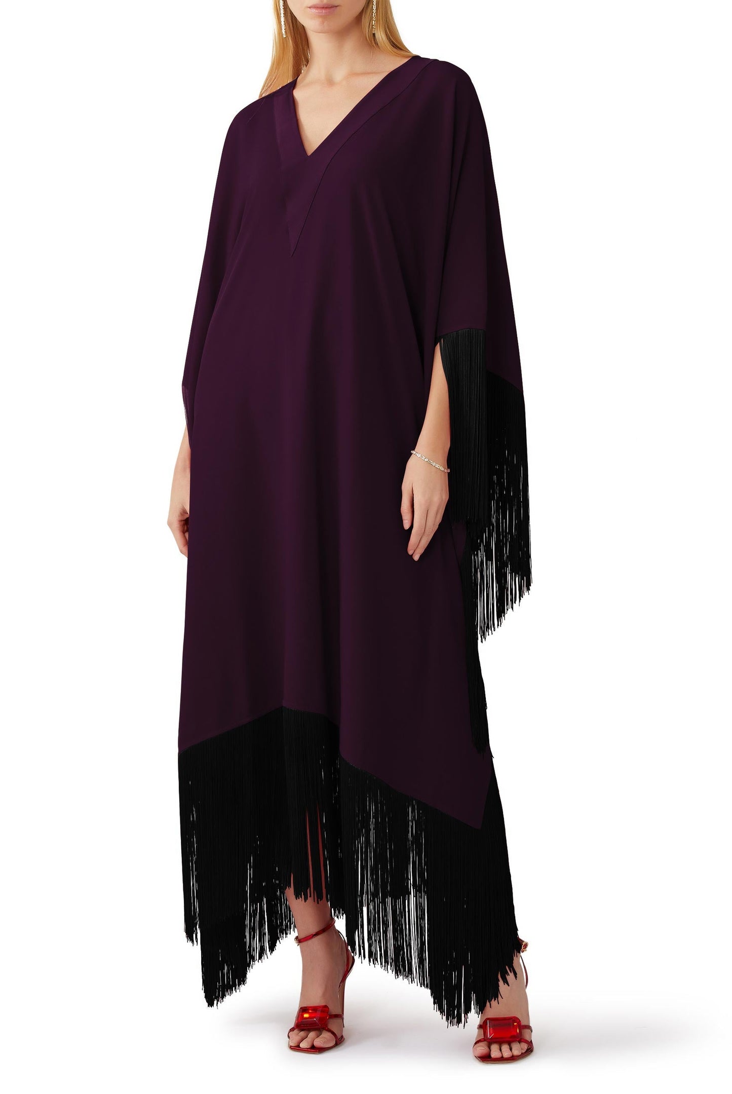 Fringe Kaftan Dress - J5821_Black