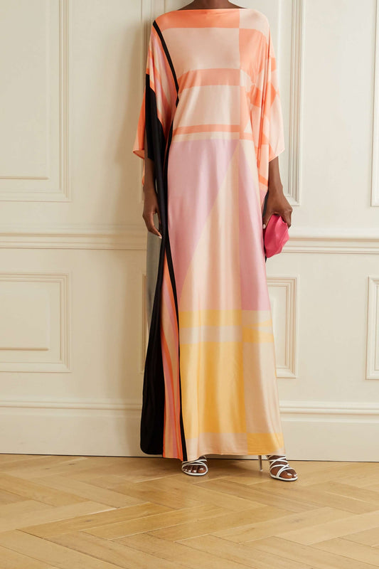 Kaftan Made With Soft Silk Fabric And Hue Print Design For Womens Wear