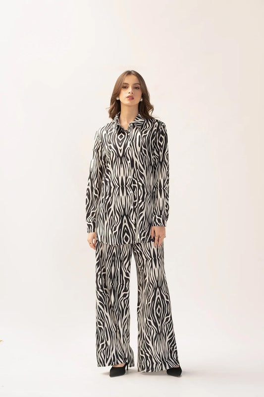 Wild Design Black And White Color Co-ord: Stylish Set