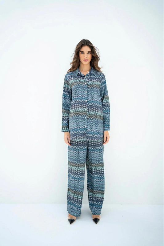 Zigzag Design Geometric Print Womens Co ord Set