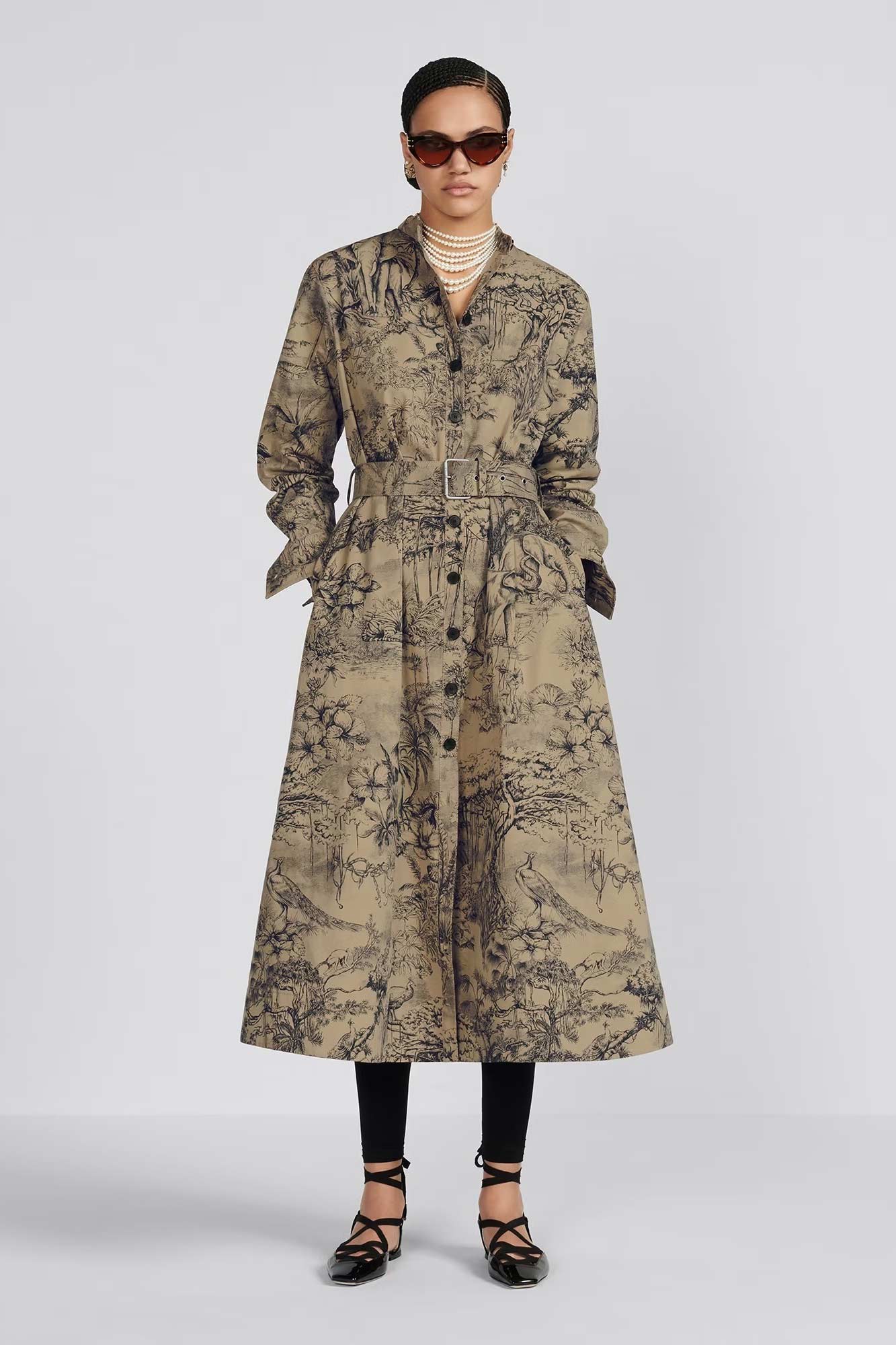 Exclusive Women Dress : Belted Trench with Nature Inspired Design