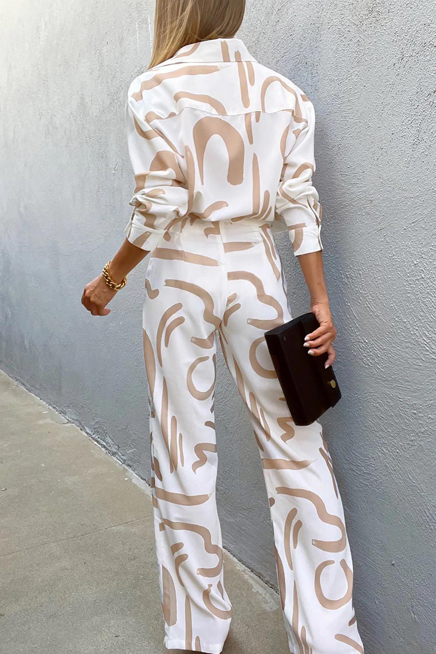 Golden Color  Womens Coord  Set Oversized Comfort Abstract Print