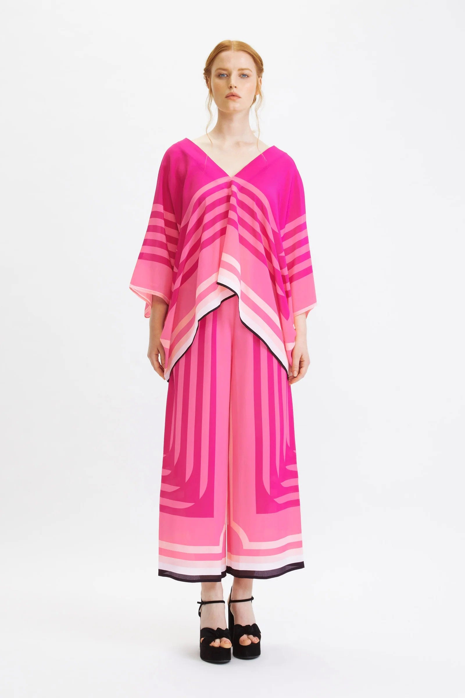 Pink Color Kaftan Style Top With Pant Co ord Set For Women