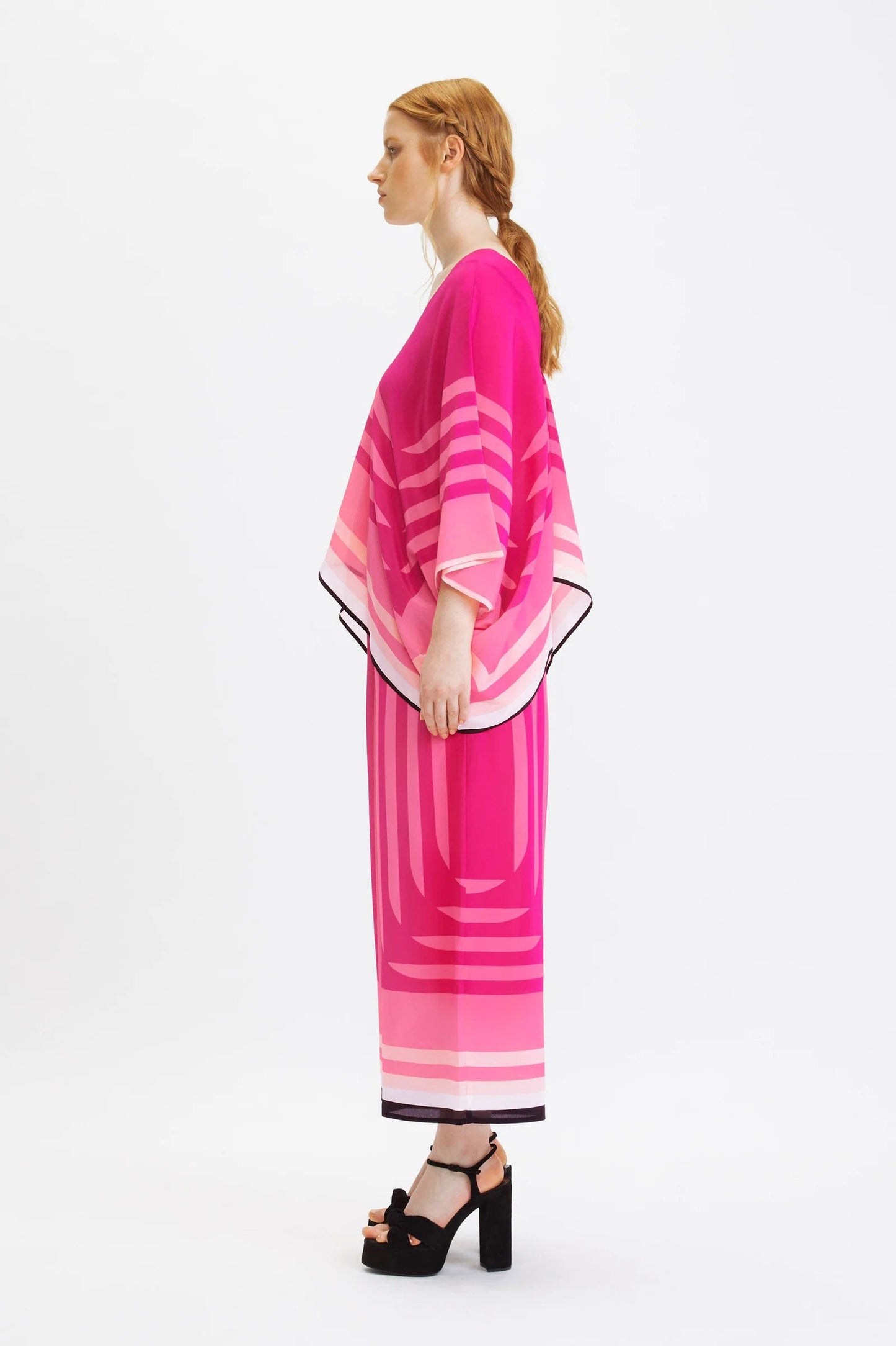 Pink Color Kaftan Style Top With Pant Co ord Set For Women