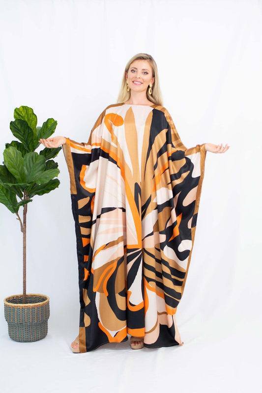 Silk Elegance Kaftan Luxe Abstract Womens Wear