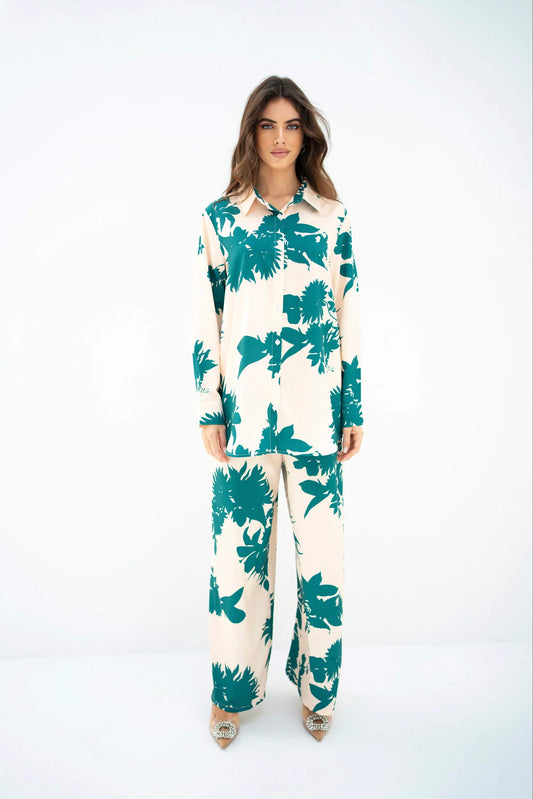 Cream & Green Women's Co-ord Set