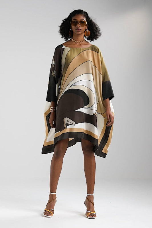 Coffee Color In Beautiful Abstract Print For Womens