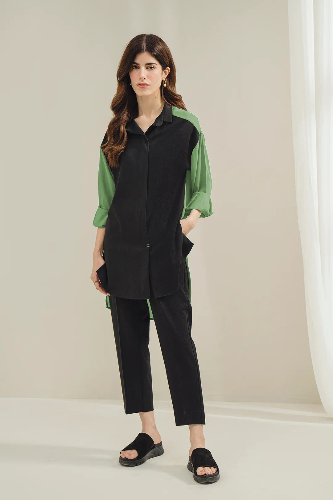 Womens co-ord set with colorful trim detail
