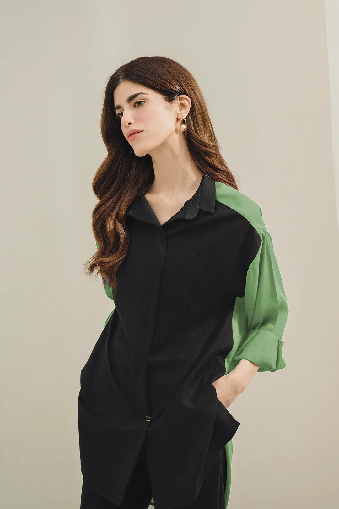Womens co-ord set with colorful trim detail