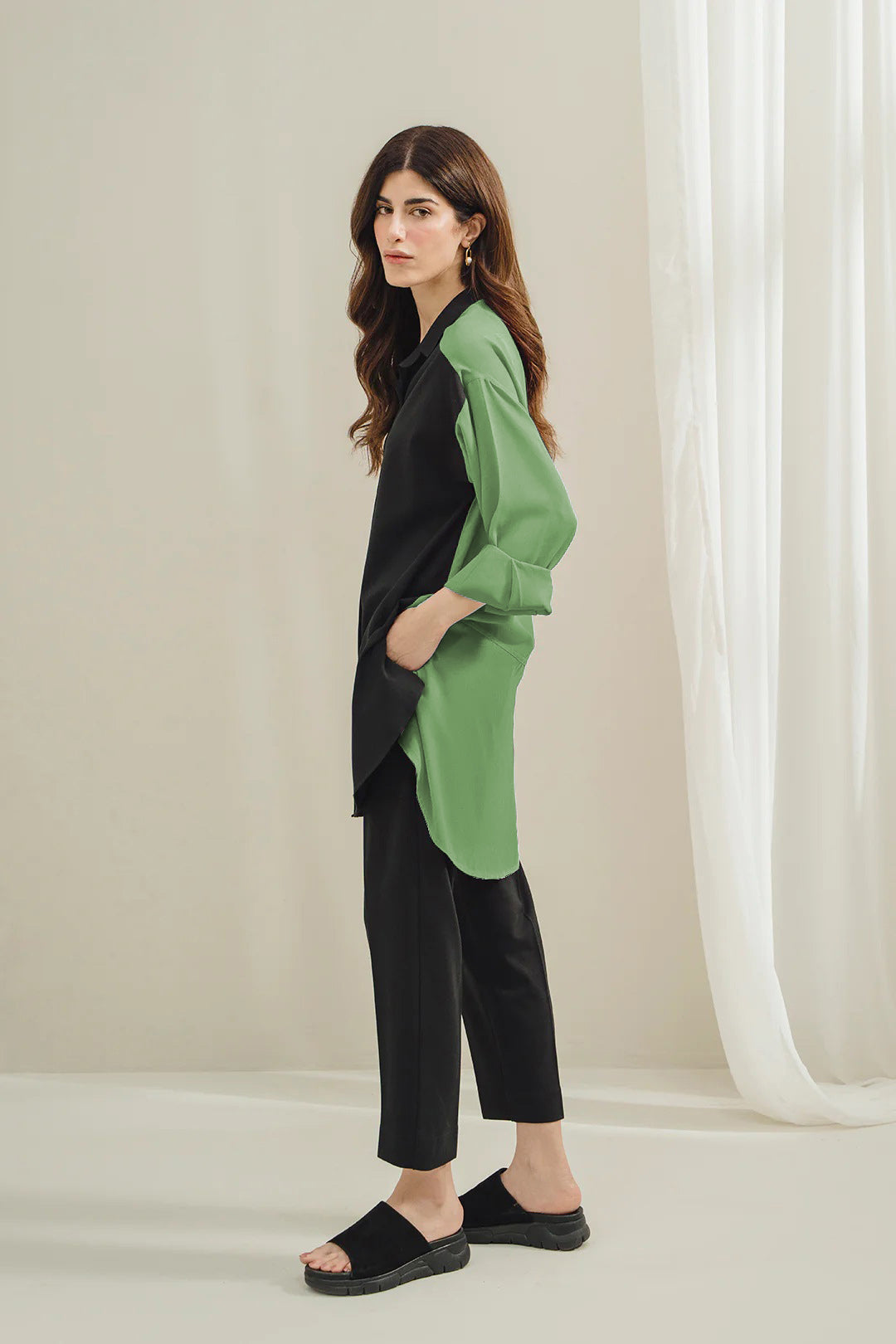 Womens co-ord set with colorful trim detail