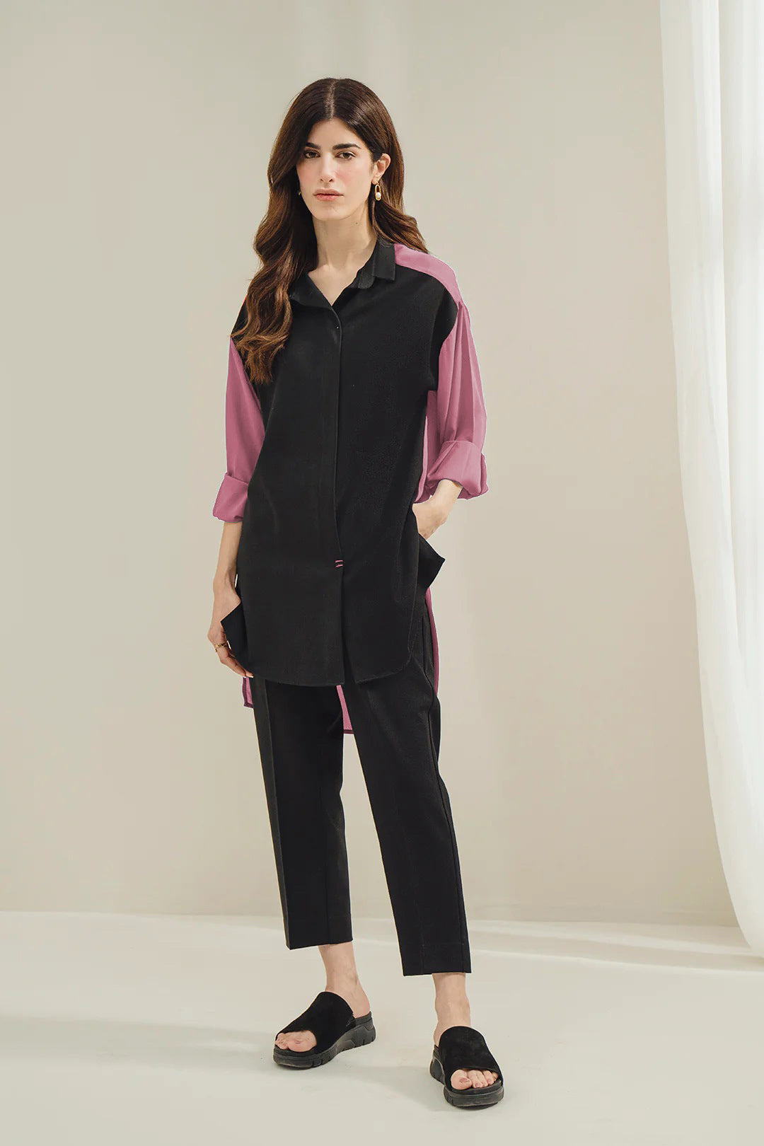 Womens co-ord set with colorful trim detail