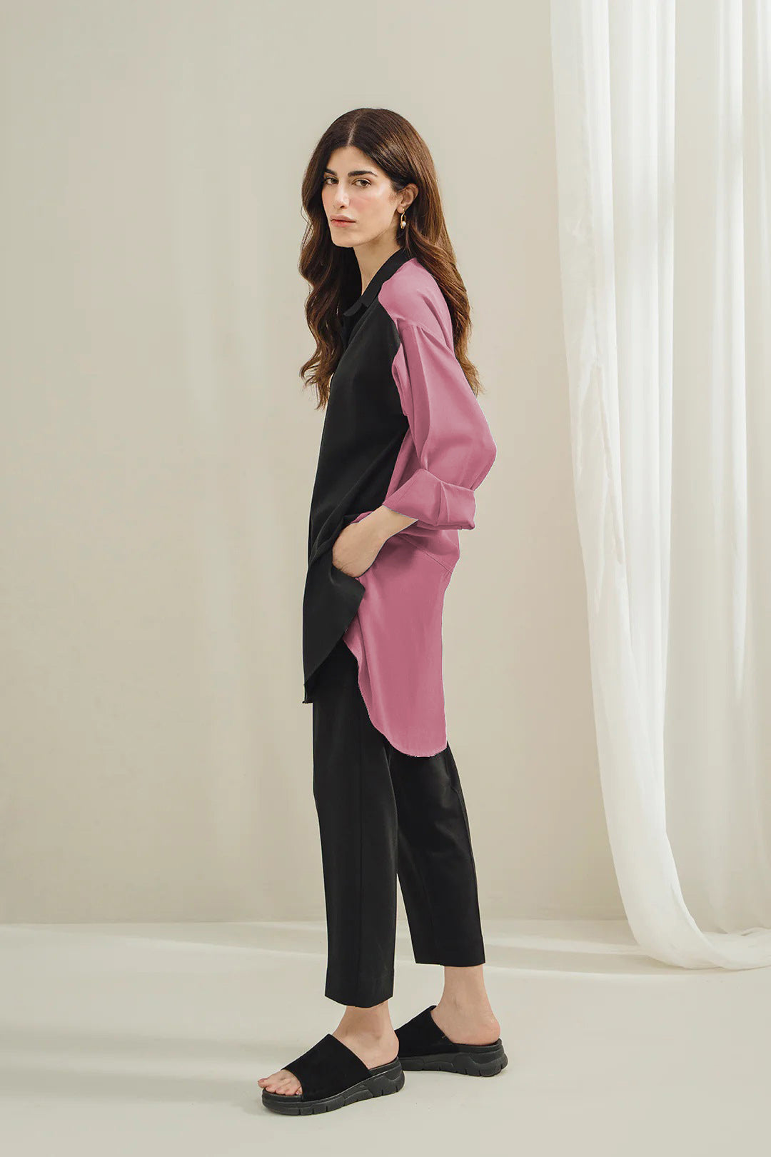 Womens co-ord set with colorful trim detail