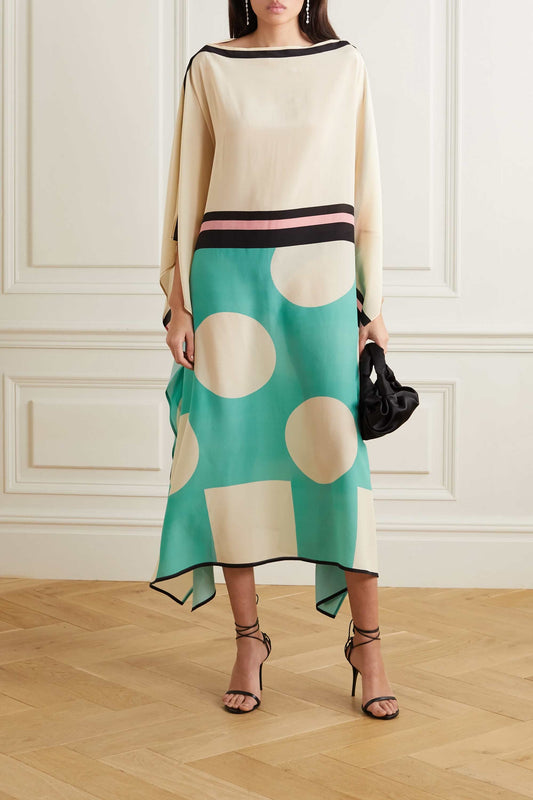 Womens Kaftan With Polka Dots Print