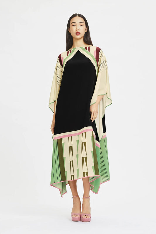 Womens Kaftan Made With Soft Silk Fabric And Beautiful Abstract Print