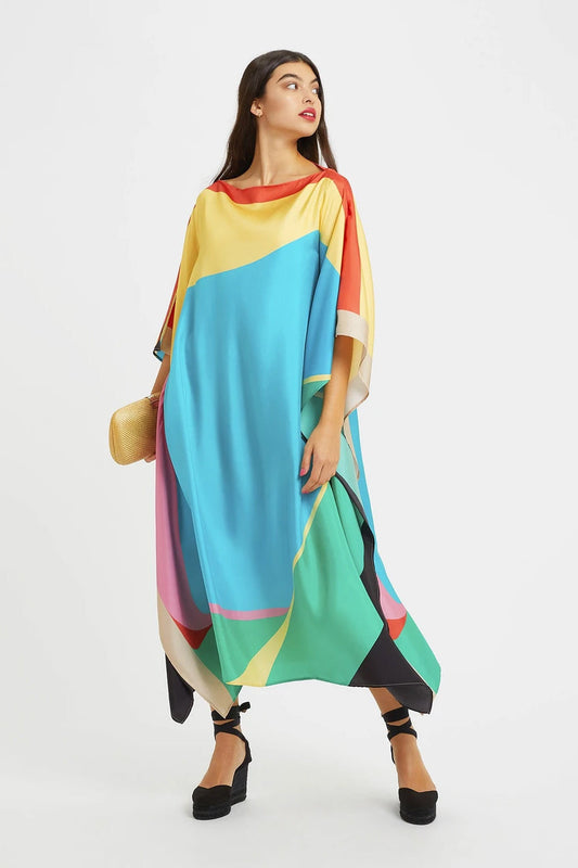 Womens Kaftan With Colorful Hue Print 
