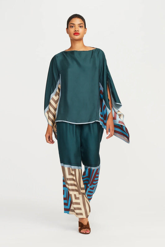 Gama Color Printed Silk Fabric Womens Co ord Set
